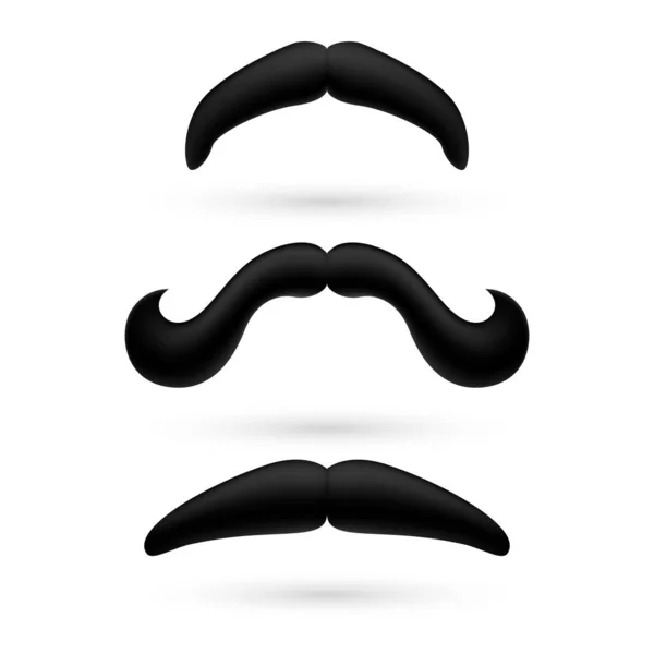 Set Black Stylish Moustache White — Stock Photo, Image