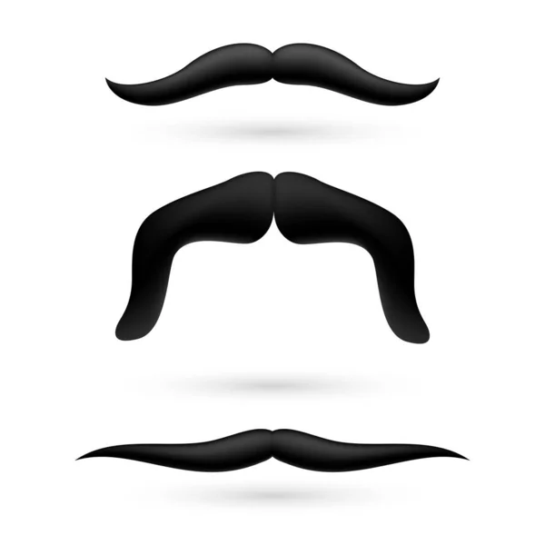 Set Black Wax Moustache White Background — Stock Photo, Image