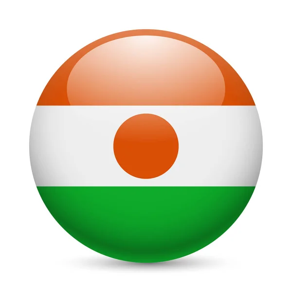 Vlag Van Niger Als Rond Glanzend Icoon Knop Met Nigeriaanse — Stockfoto
