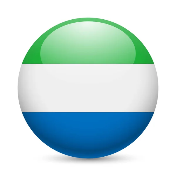 ラウンド光沢のあるアイコンとしてシエラレオネの旗 旗色のボタン — ストック写真