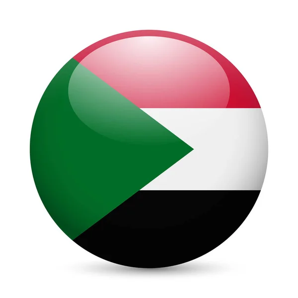 Флаг Судана Круглая Глянцевая Икона Кнопка Флагом Судана — стоковое фото