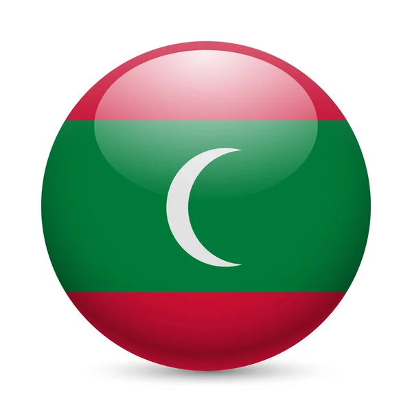 Σημαία Των Μαλδίβων Στρογγυλό Γυαλιστερό Εικονίδιο Κουμπί Σημαία Maldivian — Φωτογραφία Αρχείου