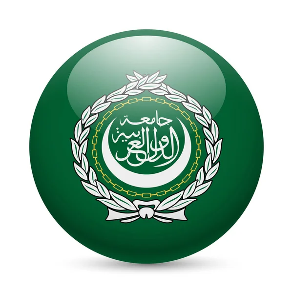 Flaga Ligi Arabskiej Jako Okrągła Błyszcząca Ikona Przycisk Flagą — Zdjęcie stockowe