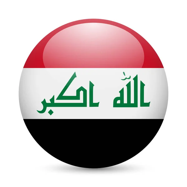 Die Flagge Des Irak Als Rundes Hochglanzsymbol Knopf Mit Irakischer — Stockfoto