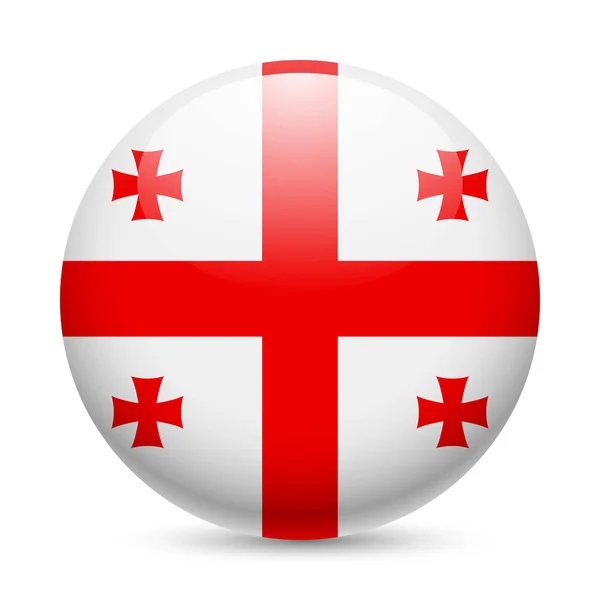 Флаг Грузии Круглая Глянцевая Икона Кнопка Грузинским Флагом — стоковое фото
