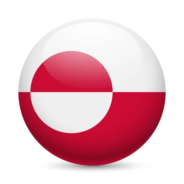 Bandera Groenlandia Como Icono Brillante Redondo Botón Con Diseño Bandera —  Fotos de Stock