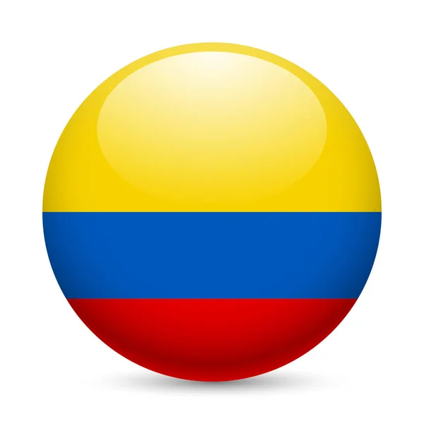 Flaga Kolumbii Jako Okrągła Błyszcząca Ikona Przycisk Flagą Kolumbijską — Zdjęcie stockowe
