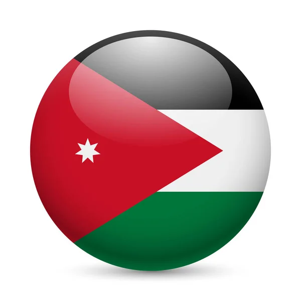 Bandera Jordania Como Icono Brillante Redondo Botón Con Bandera Jordana — Foto de Stock