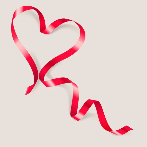 Heart Made Red Ribbon Gray Background — Stock Photo, Image