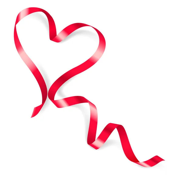 Herz Aus Rotem Band Auf Weißem Hintergrund — Stockfoto