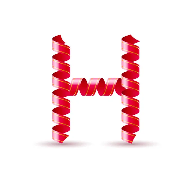 赤い丸みを帯びた光沢のあるリボンで作られた手紙H — ストック写真