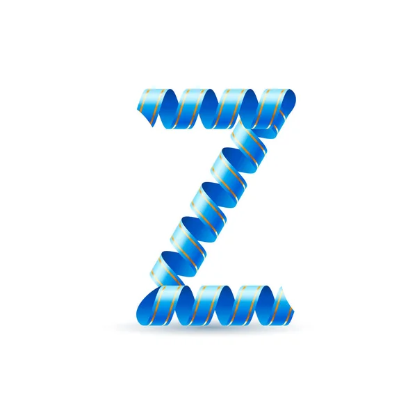 青い丸みを帯びた光沢のあるリボンで作られた手紙Z — ストック写真