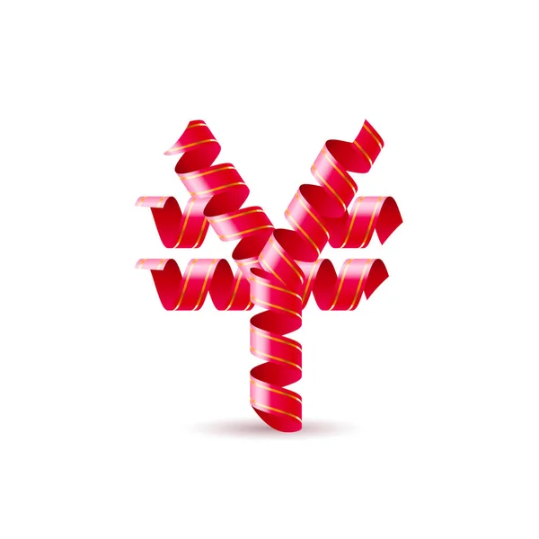 Symbol Jena Jest Wykonany Czerwonych Wstążek Kręconych — Zdjęcie stockowe