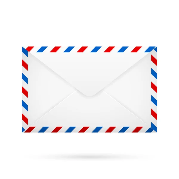 Envelope Branco Fechado Com Perímetro Branco Azul Vermelho — Fotografia de Stock