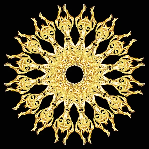Kruh Tvořen Zlatými Symetrickými Vzory — Stock fotografie