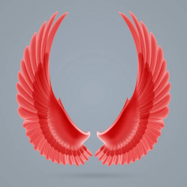 Rood Inspirerende Vleugels Apart Getekend Een Grijze Achtergrond — Stockfoto