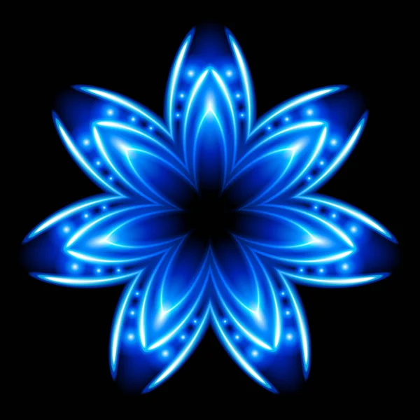 Синий Белый Цветок Сияние Чёрный Фон — стоковое фото