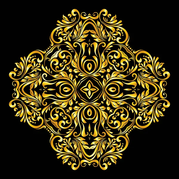 Vector Gold Elements Similar Flower Black Background — Stock Photo, Image