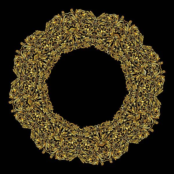 Vector Gold Collar Similar Flower Black Background — Stock Photo, Image