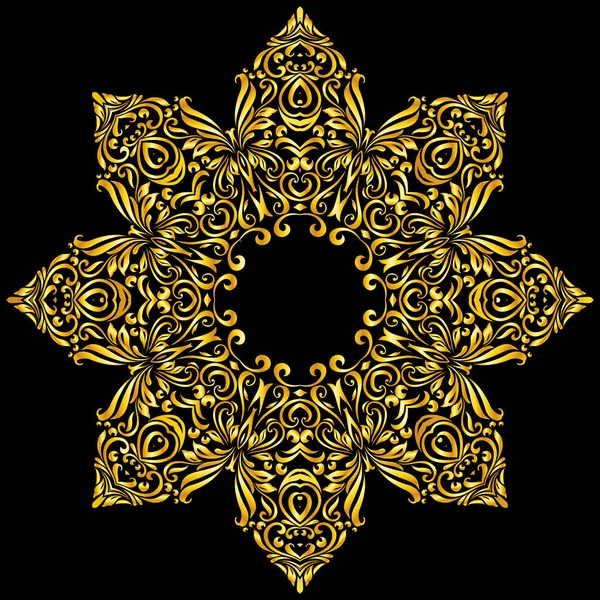 Векторний Золотий Елемент Схожий Гарну Квітку Чорному Тлі — стокове фото