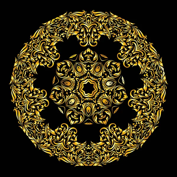Vektorové Zlato Vzor Podobný Květina Černém Pozadí — Stock fotografie