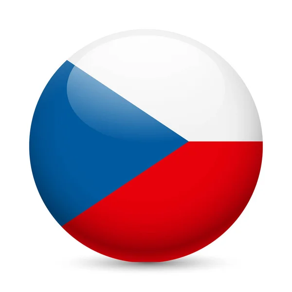 Bandeira República Tcheca Como Ícone Brilhante Redondo Botão Com Bandeira — Fotografia de Stock
