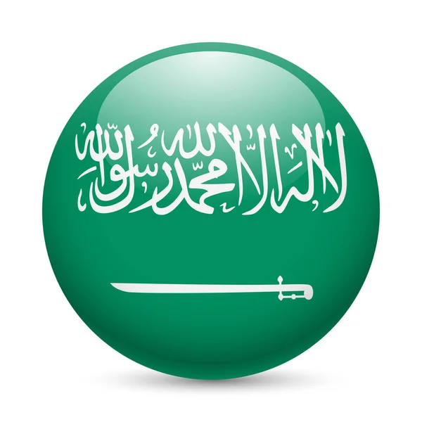 Drapeau Arabie Saoudite Comme Icône Ronde Brillante Bouton Avec Motif — Photo