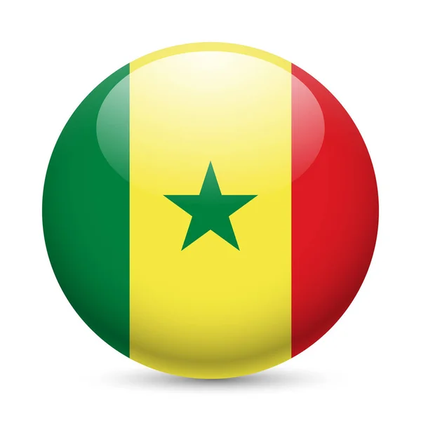 Die Flagge Senegals Als Rundes Hochglanzsymbol Knopf Mit Senegalesischer Flagge — Stockfoto