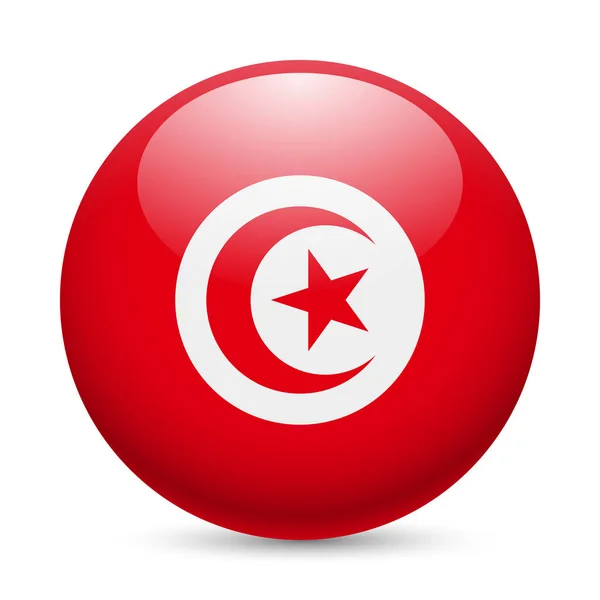 Flagga Tunisien Som Rund Blank Ikon Knapp Med Tunisisk Flagg — Stockfoto