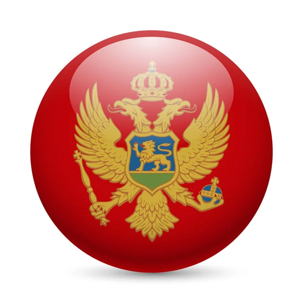 Montenegros Flag Som Rundt Blankt Ikon Knap Med Montenegrinsk Flag - Stock-foto