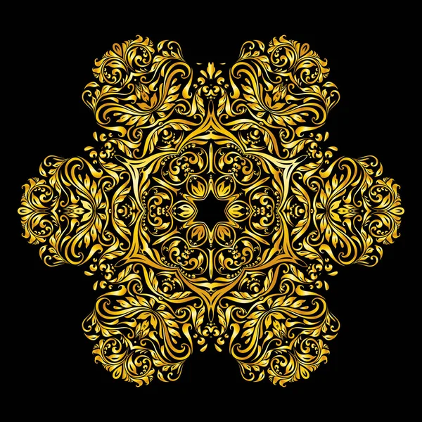 Vector Gold Decoration Similar Flower Black Background — Stock Photo, Image