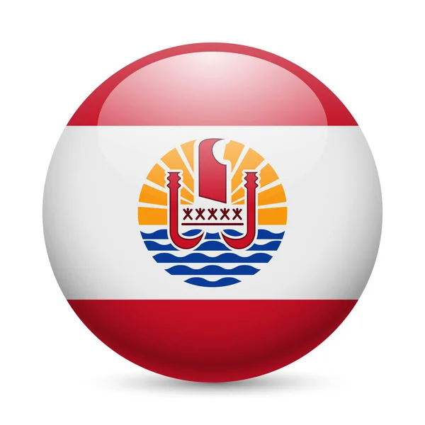 프랑스령 폴리네시아의 깃발이 광택이 아이콘이다 무늬가 — 스톡 사진