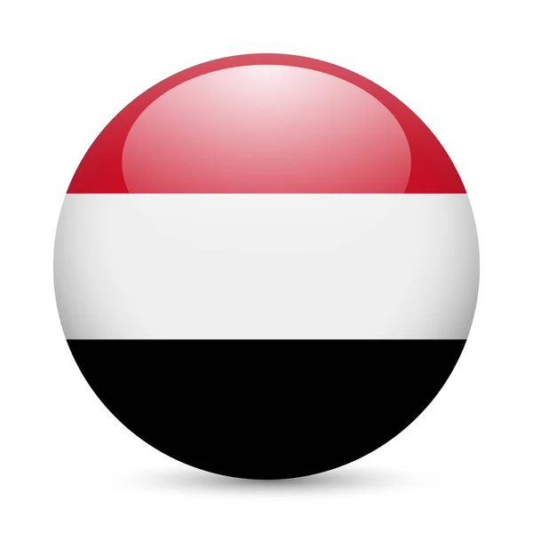 作为圆形光滑图标的也门国旗 带有也门国旗的钮扣 — 图库照片