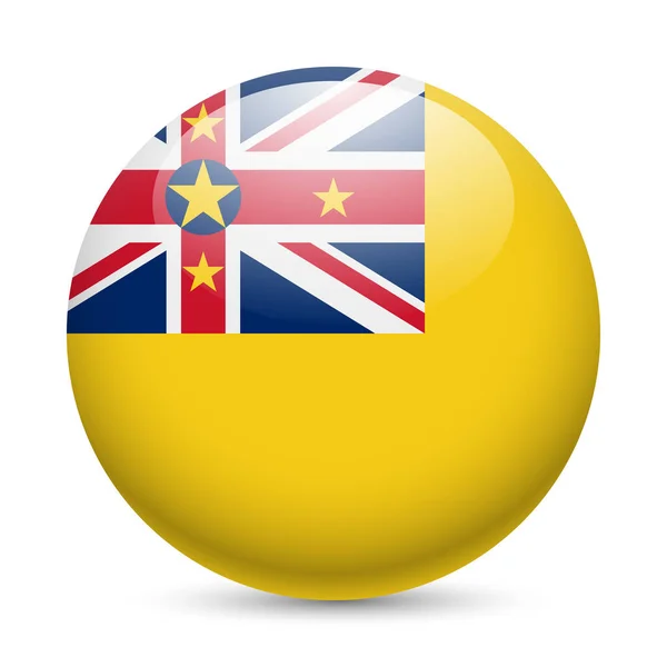 Niue Zászlója Mint Kerek Fényes Ikon Gomb Niuen Zászlóval — Stock Fotó