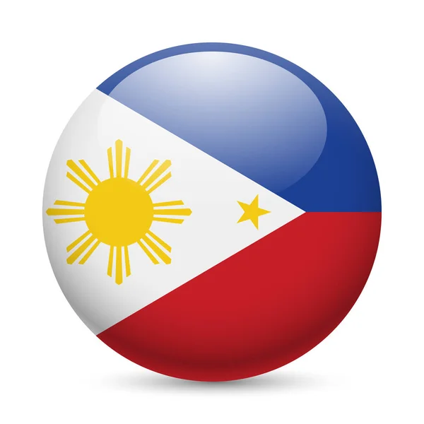 Bandeira Das Filipinas Como Ícone Brilhante Redondo Botão Com Bandeira — Fotografia de Stock