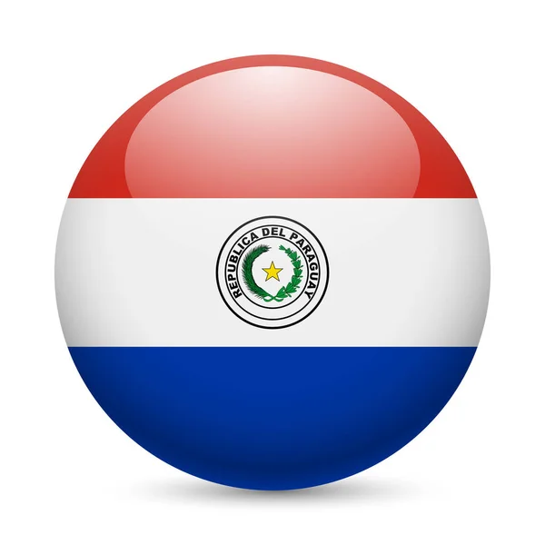 Flaga Paragwaju Jako Okrągła Ikona Błyszcząca Przycisk Flagą Paragwaju — Zdjęcie stockowe