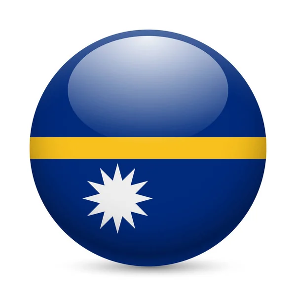 Bandera Nauru Como Icono Brillante Redondo Botón Con Bandera Nauruan —  Fotos de Stock