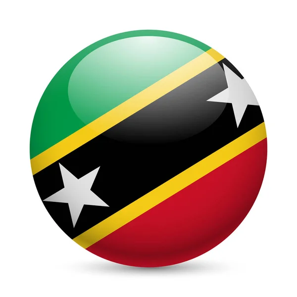 Bandiera Della Federazione Saint Kitts Nevis Come Icona Rotonda Lucida — Foto Stock