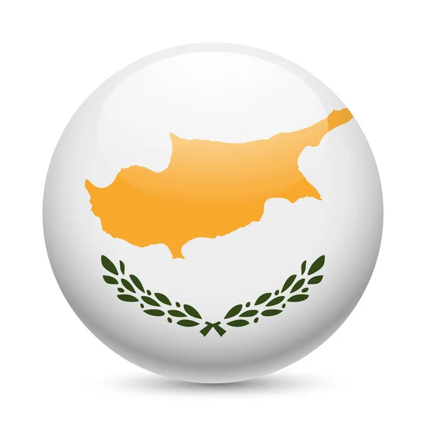 Bandiera Cipro Come Icona Rotonda Lucida Pulsante Con Bandiera Cipriota — Foto Stock