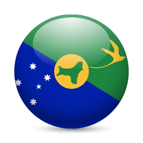 Vlag Van Christmas Island Als Rond Glanzend Icoon Knop Met — Stockfoto