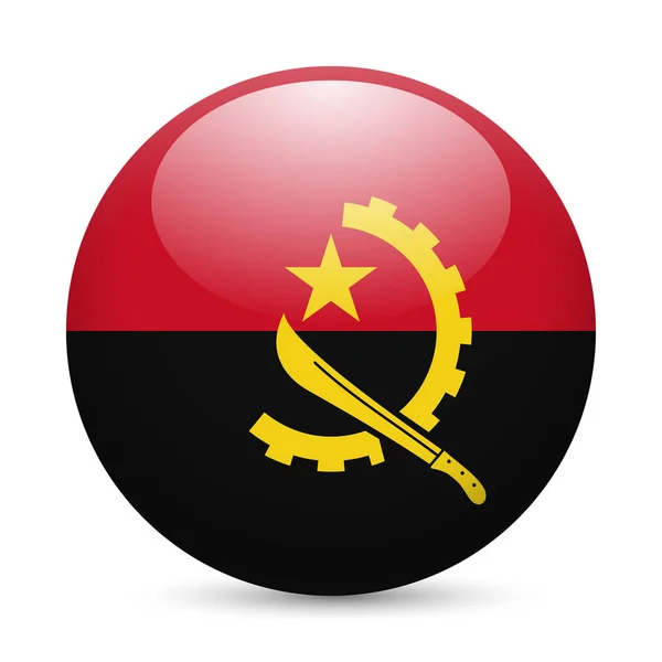 Angola Bayrağı Yuvarlak Parlak Simge Olarak Ngiliz Bayrağıyla Düğme — Stok fotoğraf