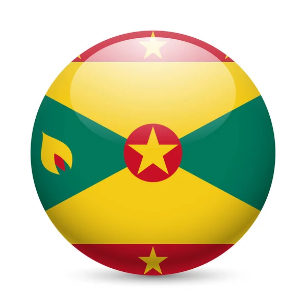 丸い光沢のあるアイコンとしてグレナダの旗 グレナダ国旗ボタン — ストック写真
