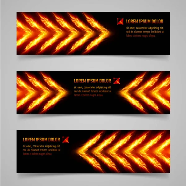 Banners Orange Flaming Arrows Your Design — Stock Photo, Image