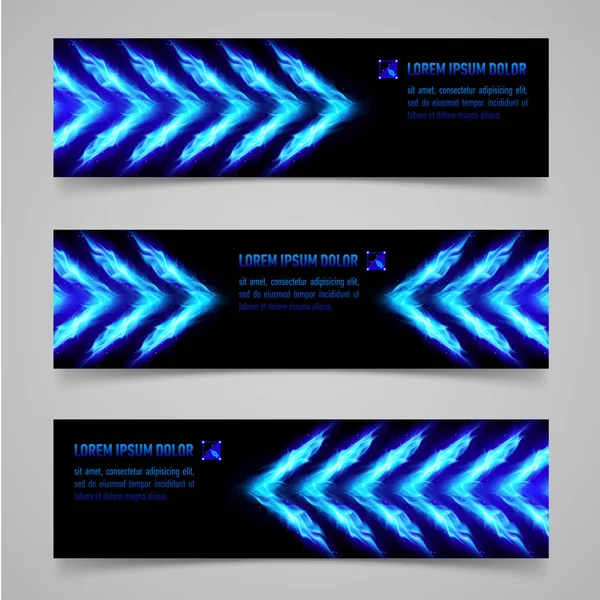 Bannery Modrými Hořícími Šipkami Pro Váš Design — Stock fotografie