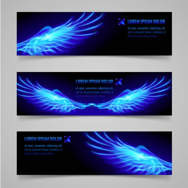 Bannere Mistice Aripi Albastre Flacără Pentru Designul Tău — Fotografie, imagine de stoc