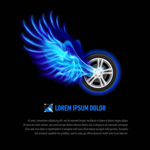 Roue Puissante Avec Ailes Bleues Flamboyantes Pour Votre Design — Photo