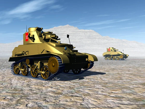 Computer Generated Illustration Two British Light Tanks Second World War — Stock Photo, Image