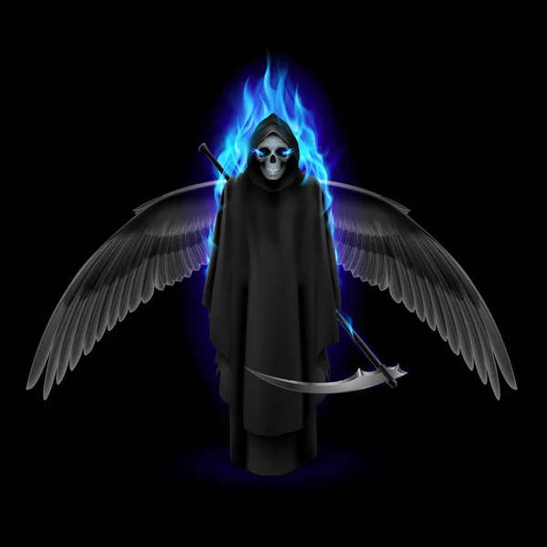 Grim Reaper Wings Blue Flame — Stock Photo, Image