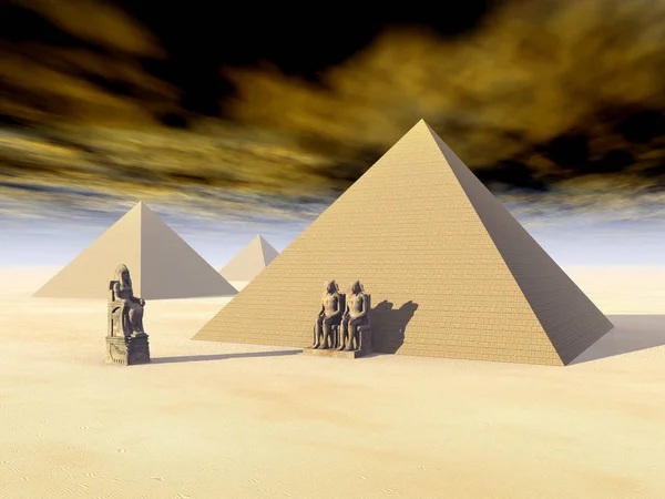Pirámides Estatutos Egipcios —  Fotos de Stock