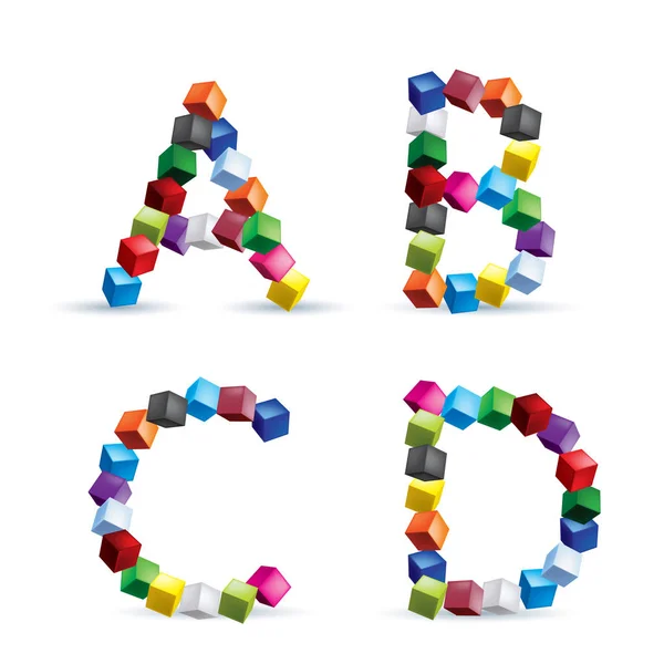 字母A C和D由彩色方块制成 — 图库照片